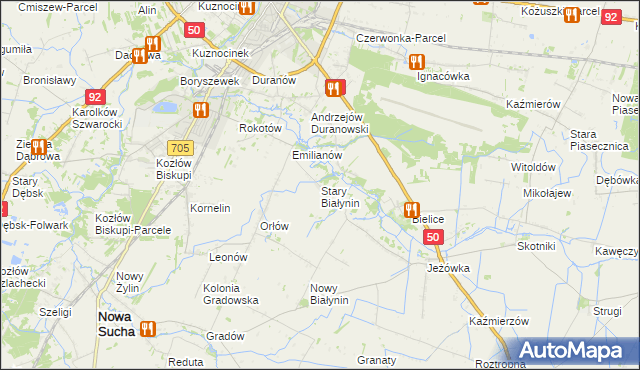 mapa Stary Białynin, Stary Białynin na mapie Targeo