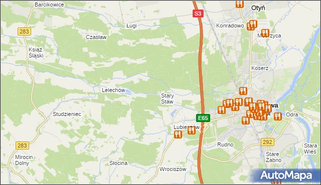 mapa Stary Staw gmina Nowa Sól, Stary Staw gmina Nowa Sól na mapie Targeo