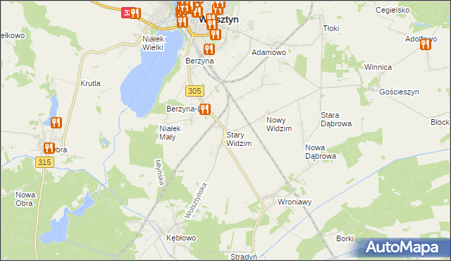 mapa Stary Widzim, Stary Widzim na mapie Targeo