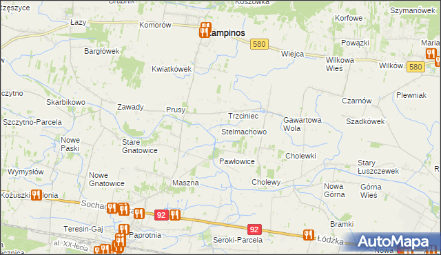 mapa Stelmachowo gmina Leszno, Stelmachowo gmina Leszno na mapie Targeo