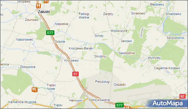 mapa Strubiny gmina Zakroczym, Strubiny gmina Zakroczym na mapie Targeo