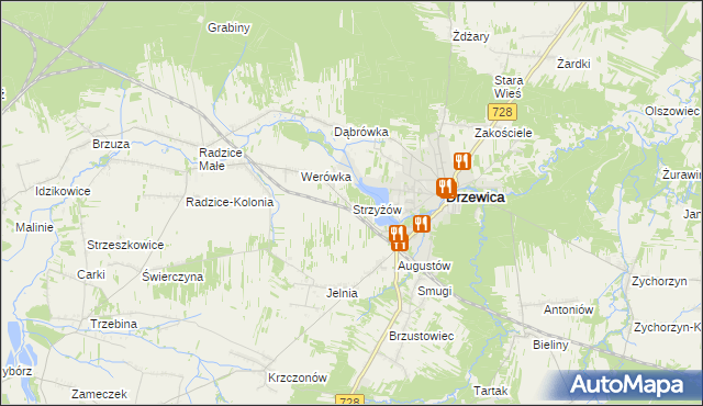 mapa Strzyżów gmina Drzewica, Strzyżów gmina Drzewica na mapie Targeo