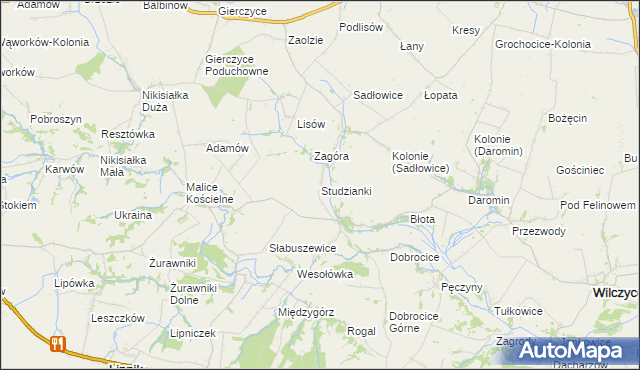 mapa Studzianki gmina Lipnik, Studzianki gmina Lipnik na mapie Targeo