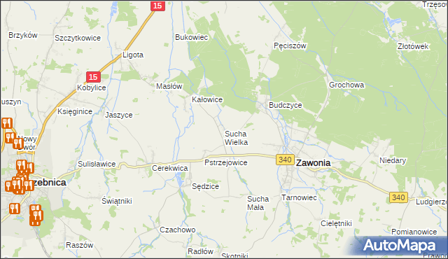mapa Sucha Wielka, Sucha Wielka na mapie Targeo