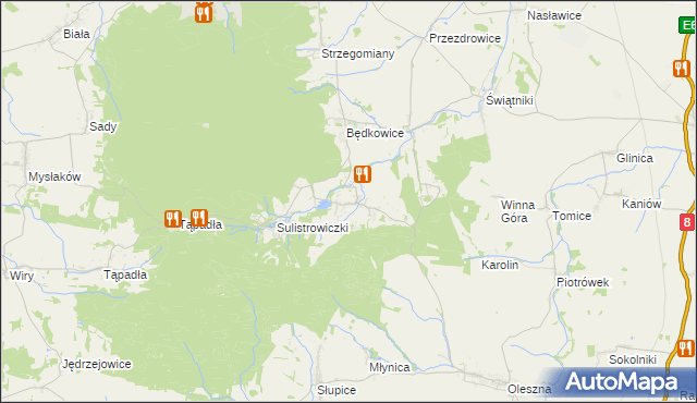 mapa Sulistrowice gmina Sobótka, Sulistrowice gmina Sobótka na mapie Targeo