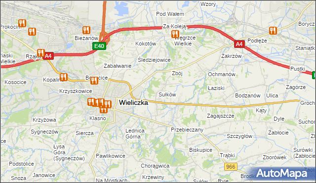 mapa Sułków gmina Wieliczka, Sułków gmina Wieliczka na mapie Targeo