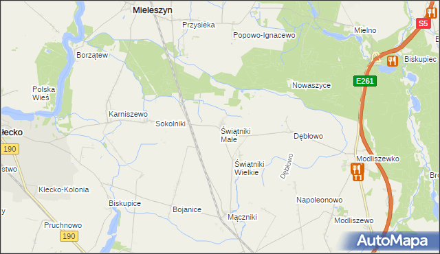 mapa Świątniki Małe gmina Mieleszyn, Świątniki Małe gmina Mieleszyn na mapie Targeo
