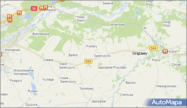 mapa Świerczynki gmina Bartniczka, Świerczynki gmina Bartniczka na mapie Targeo