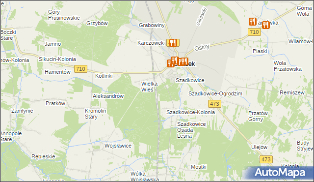 mapa Szadek powiat zduńskowolski, Szadek powiat zduńskowolski na mapie Targeo