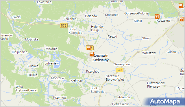 mapa Szczawin Kościelny, Szczawin Kościelny na mapie Targeo