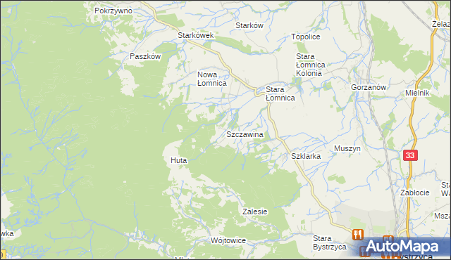 mapa Szczawina, Szczawina na mapie Targeo