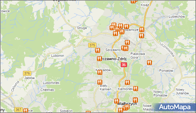 mapa Szczawno-Zdrój, Szczawno-Zdrój na mapie Targeo