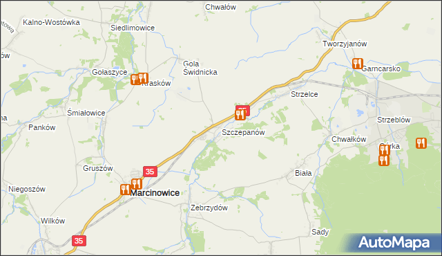 mapa Szczepanów gmina Marcinowice, Szczepanów gmina Marcinowice na mapie Targeo