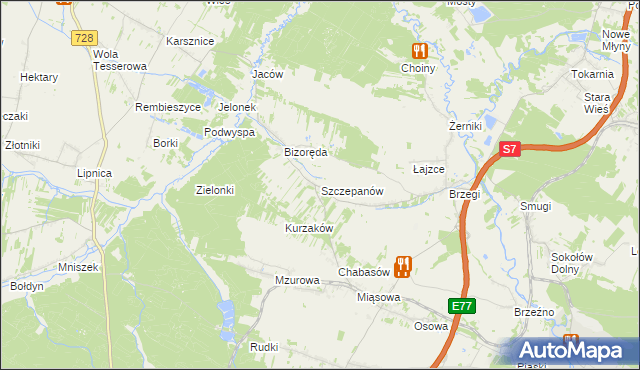 mapa Szczepanów gmina Sobków, Szczepanów gmina Sobków na mapie Targeo