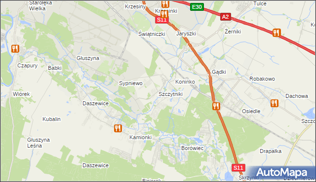 mapa Szczytniki gmina Kórnik, Szczytniki gmina Kórnik na mapie Targeo