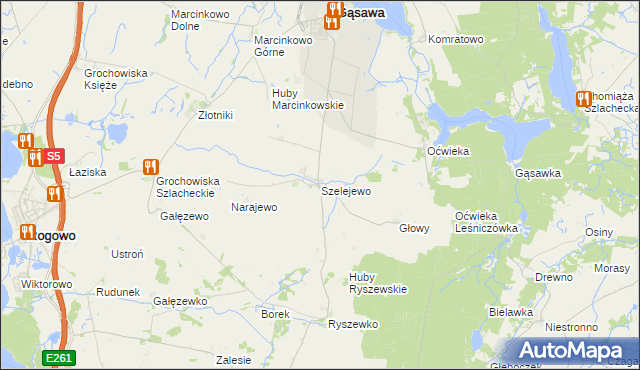 mapa Szelejewo gmina Gąsawa, Szelejewo gmina Gąsawa na mapie Targeo