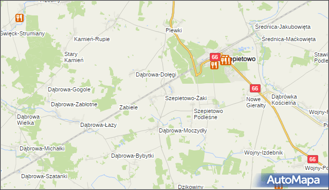 mapa Szepietowo-Żaki, Szepietowo-Żaki na mapie Targeo
