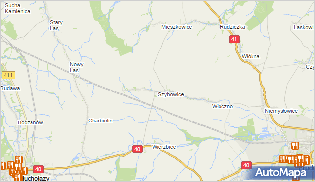 mapa Szybowice, Szybowice na mapie Targeo