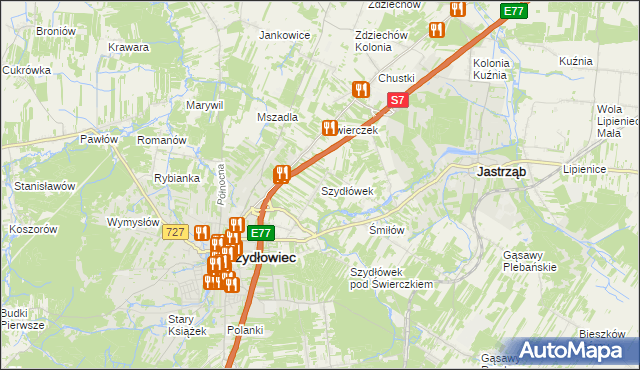 mapa Szydłówek gmina Szydłowiec, Szydłówek gmina Szydłowiec na mapie Targeo