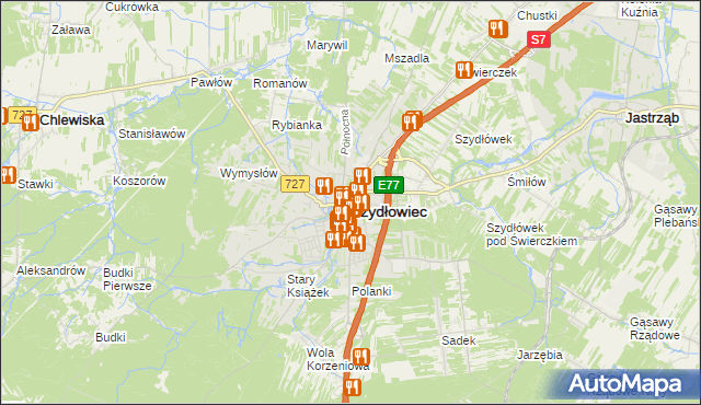 mapa Szydłowiec, Szydłowiec na mapie Targeo