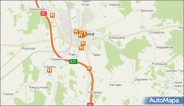 mapa Tatary gmina Nidzica, Tatary gmina Nidzica na mapie Targeo