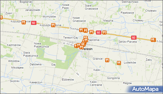 mapa Teresin powiat sochaczewski, Teresin powiat sochaczewski na mapie Targeo