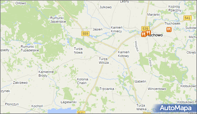 mapa Turza Wilcza, Turza Wilcza na mapie Targeo