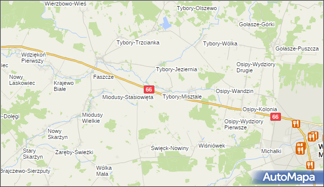 mapa Tybory-Misztale, Tybory-Misztale na mapie Targeo