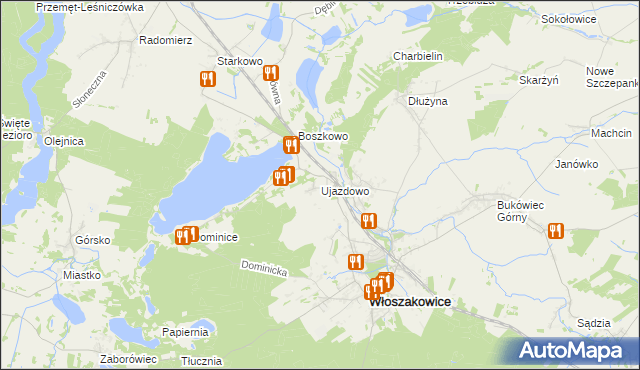 mapa Ujazdowo gmina Włoszakowice, Ujazdowo gmina Włoszakowice na mapie Targeo