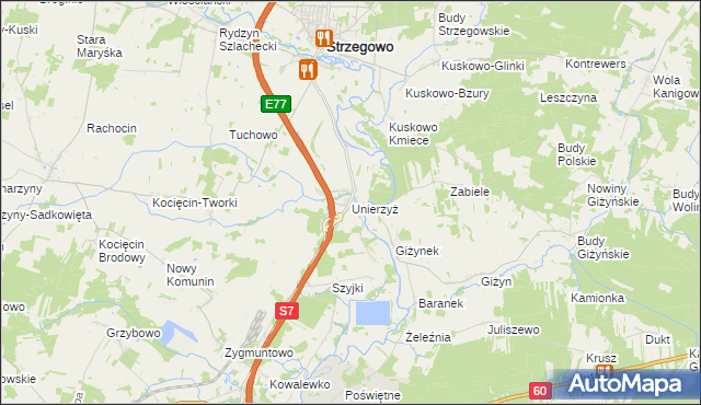 mapa Unierzyż, Unierzyż na mapie Targeo