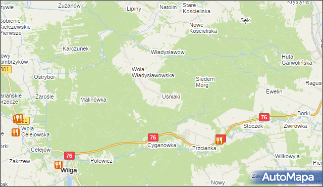 mapa Uśniaki, Uśniaki na mapie Targeo