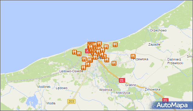 mapa Ustka, Ustka na mapie Targeo