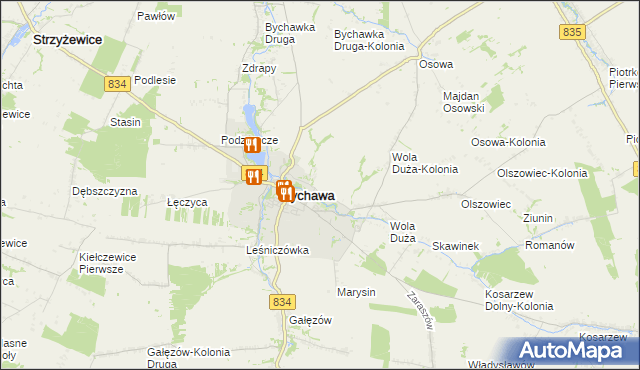 mapa Wandzin gmina Bychawa, Wandzin gmina Bychawa na mapie Targeo