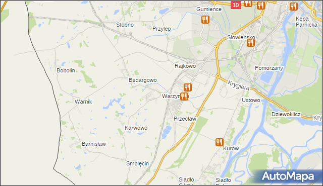 mapa Warzymice, Warzymice na mapie Targeo