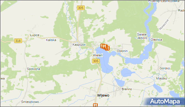 mapa Wieleń gmina Przemęt, Wieleń gmina Przemęt na mapie Targeo