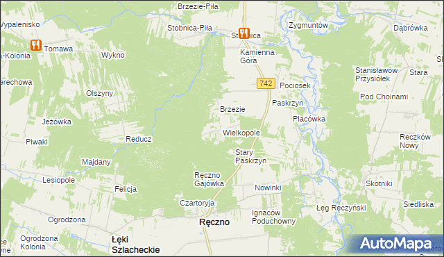 mapa Wielkopole gmina Ręczno, Wielkopole gmina Ręczno na mapie Targeo