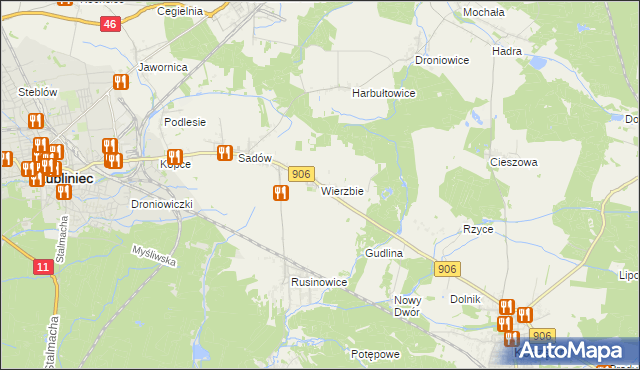 mapa Wierzbie gmina Koszęcin, Wierzbie gmina Koszęcin na mapie Targeo