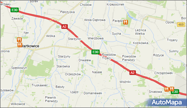 mapa Wierzbówka gmina Wartkowice, Wierzbówka gmina Wartkowice na mapie Targeo