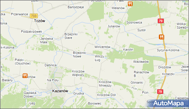 mapa Wilczy Ług, Wilczy Ług na mapie Targeo