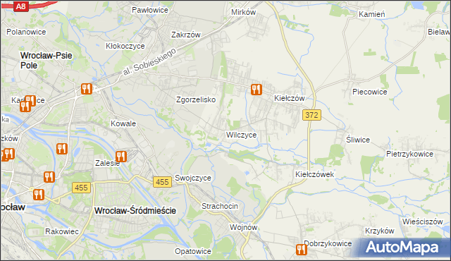 mapa Wilczyce gmina Długołęka, Wilczyce gmina Długołęka na mapie Targeo