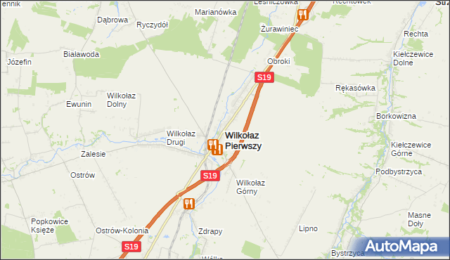 mapa Wilkołaz Pierwszy, Wilkołaz Pierwszy na mapie Targeo