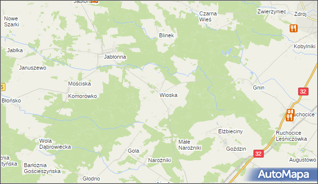 mapa Wioska gmina Rakoniewice, Wioska gmina Rakoniewice na mapie Targeo