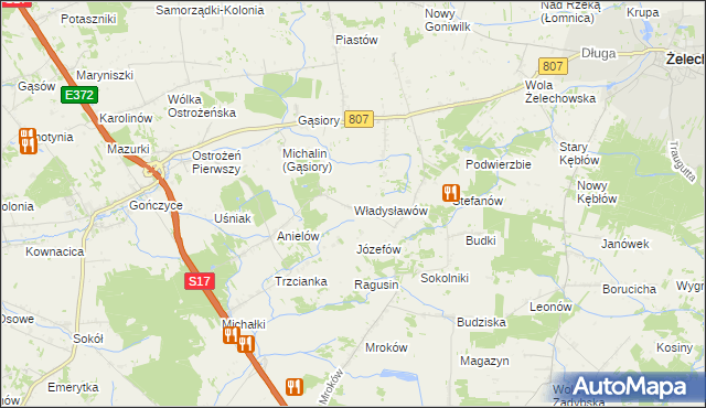 mapa Władysławów gmina Żelechów, Władysławów gmina Żelechów na mapie Targeo