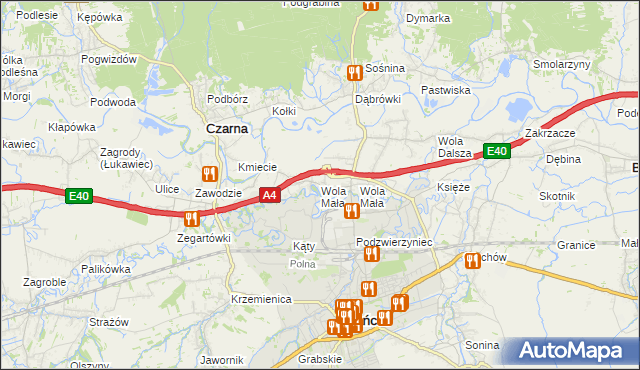 mapa Wola Mała gmina Czarna, Wola Mała gmina Czarna na mapie Targeo