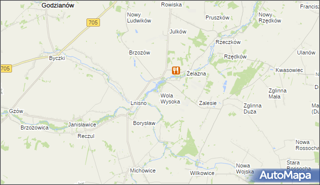 mapa Wola Wysoka gmina Skierniewice, Wola Wysoka gmina Skierniewice na mapie Targeo