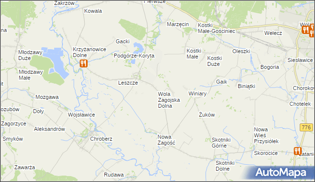 mapa Wola Zagojska Dolna, Wola Zagojska Dolna na mapie Targeo