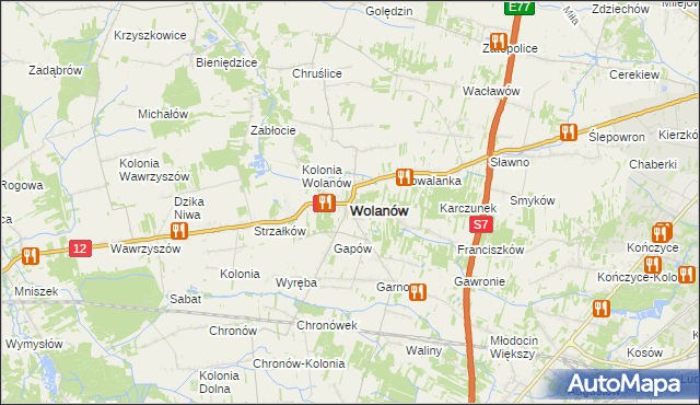 mapa Wolanów powiat radomski, Wolanów powiat radomski na mapie Targeo