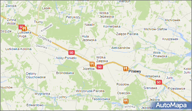 mapa Wólka Załęska gmina Pniewy, Wólka Załęska gmina Pniewy na mapie Targeo