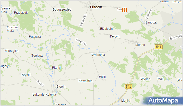 mapa Września gmina Rościszewo, Września gmina Rościszewo na mapie Targeo