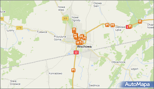 mapa Wschowa, Wschowa na mapie Targeo